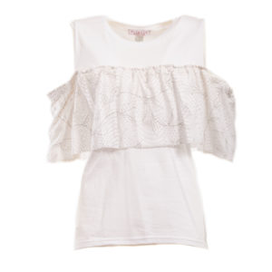 T-shirt donna con volant in pizzo - Plumilla