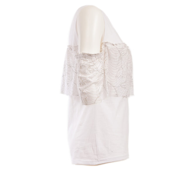 T-shirt donna con volant in pizzo - Plumilla